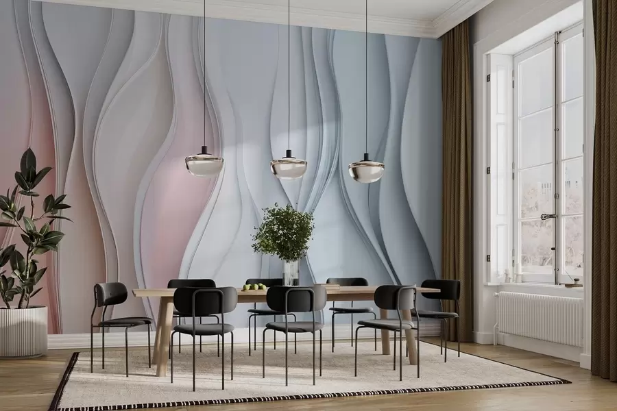 Fototapety Objemové farebné vlny na stene w02013 - Uwalls.sk Fototapety Objemové farebné vlny na stene w02013