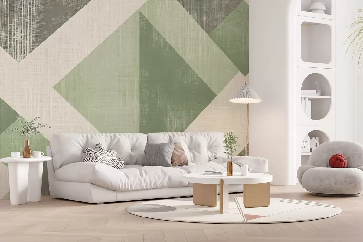 Fototapety Moderný geometrický vzor tapety s prekrývajúcimi sa tvarmi v jemných béžových a hnedých tónoch w02341v2