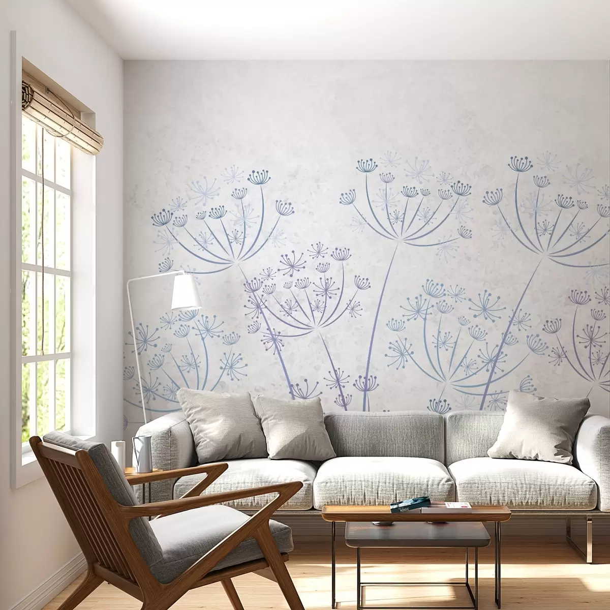 Fototapety Púpavy na sivom pozadí w02396