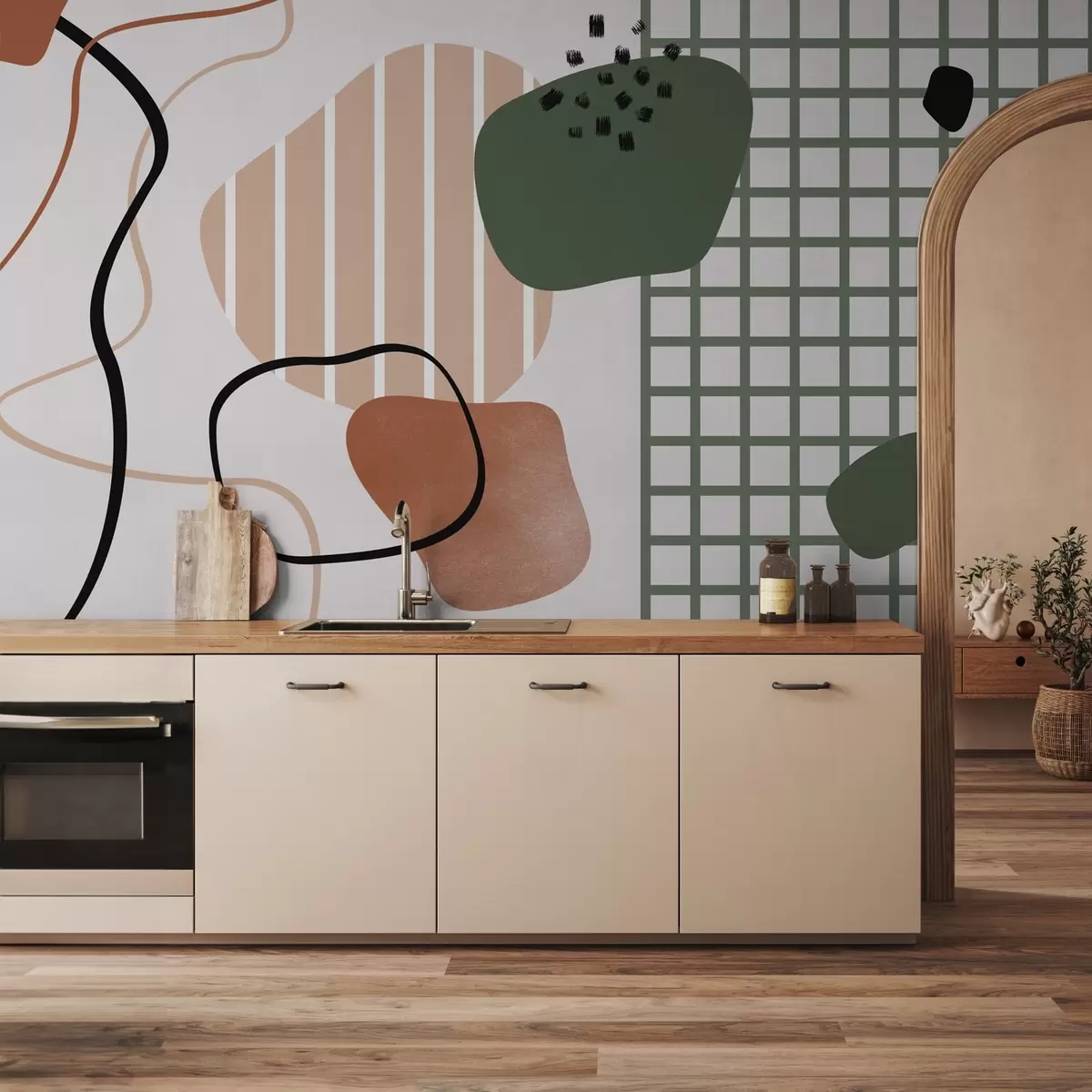 Fototapety Zelená mriežka a abstraktné škvrny a pruhy w02379 - Uwalls.sk Fototapety Zelená mriežka a abstraktné škvrny a pruhy w02379