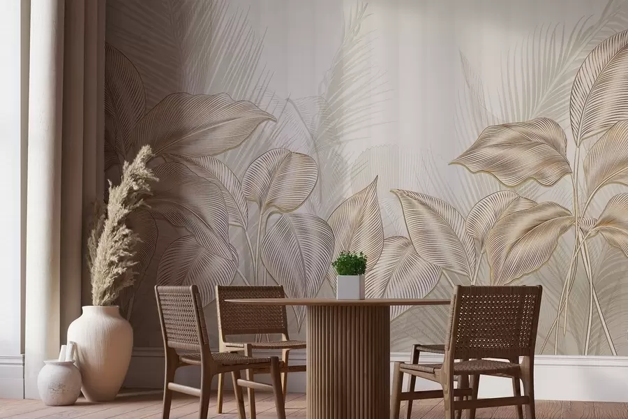 Fototapety Elegantné biele a béžové palmové listy na svetlom textúrovanom pozadí w08434 - Uwalls.sk Fototapety Elegantné biele a béžové palmové listy na svetlom textúrovanom pozadí w08434