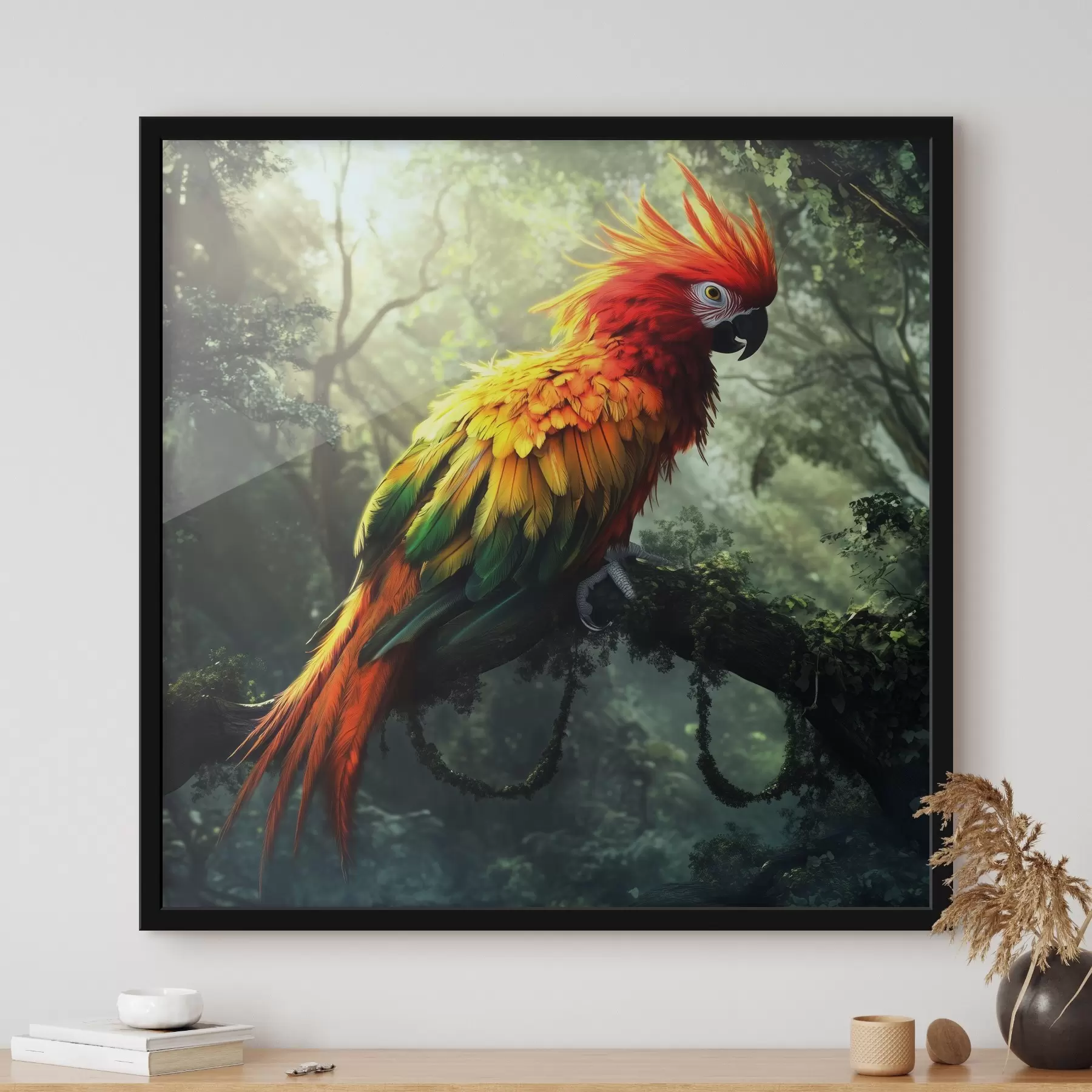 Fototapety Farebný papagáj v džungli f41967