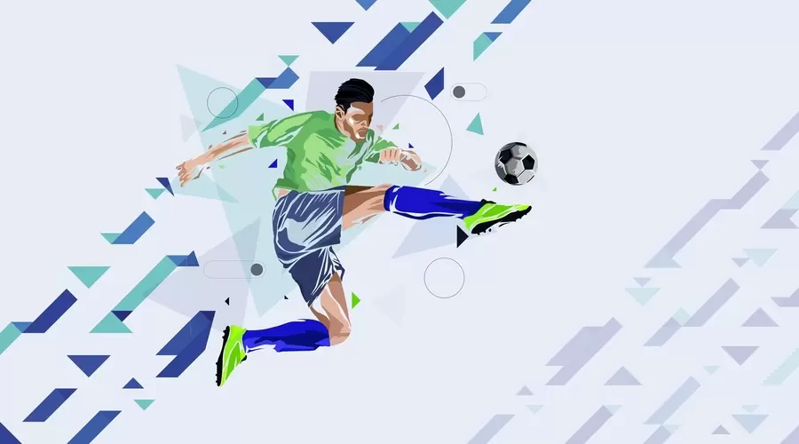 Fototapety futbalista, ktorý kope do lopty w02401