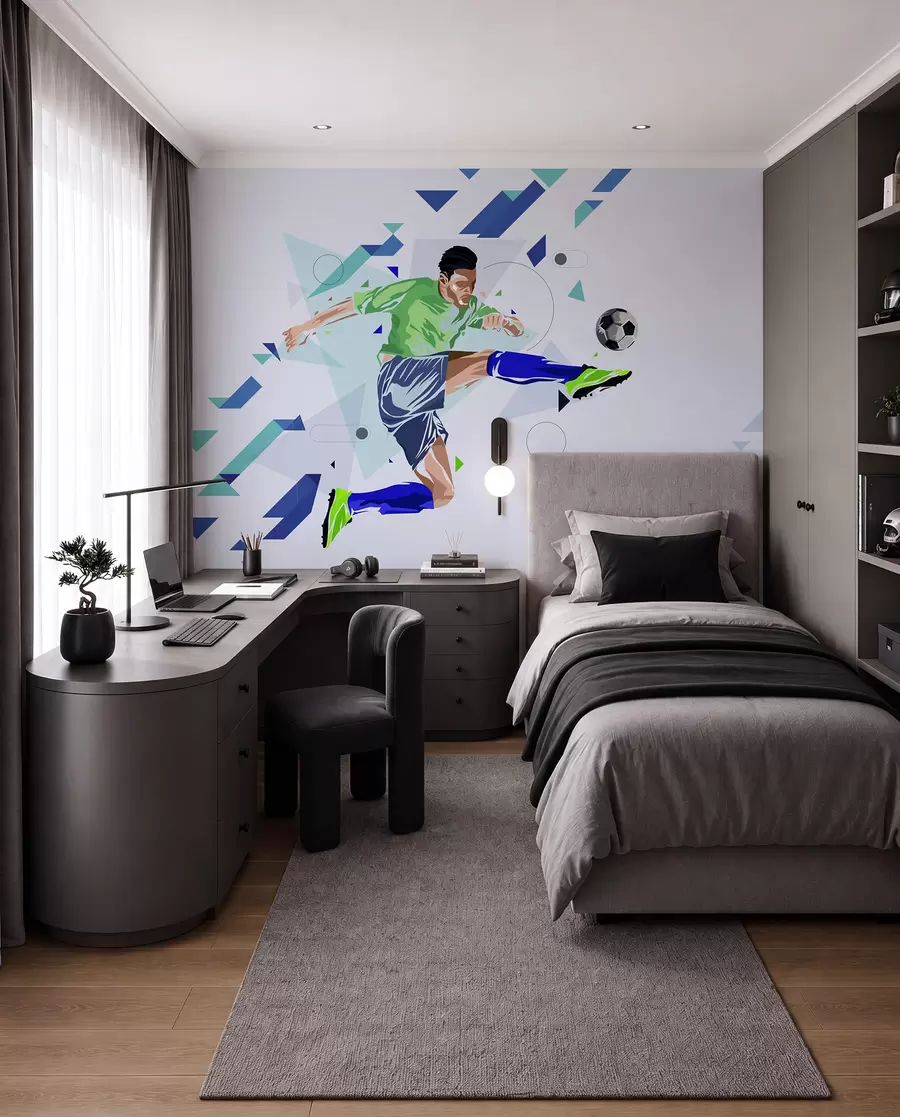 Fototapety futbalista, ktorý kope do lopty w02401