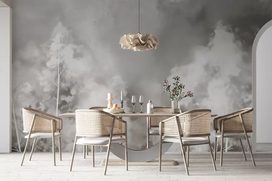 Fototapety Štýlový les v pastelových farbách, kriedový efekt na stene w02412v1 - Uwalls.sk Fototapety Štýlový les v pastelových farbách, kriedový efekt na stene w02412v1