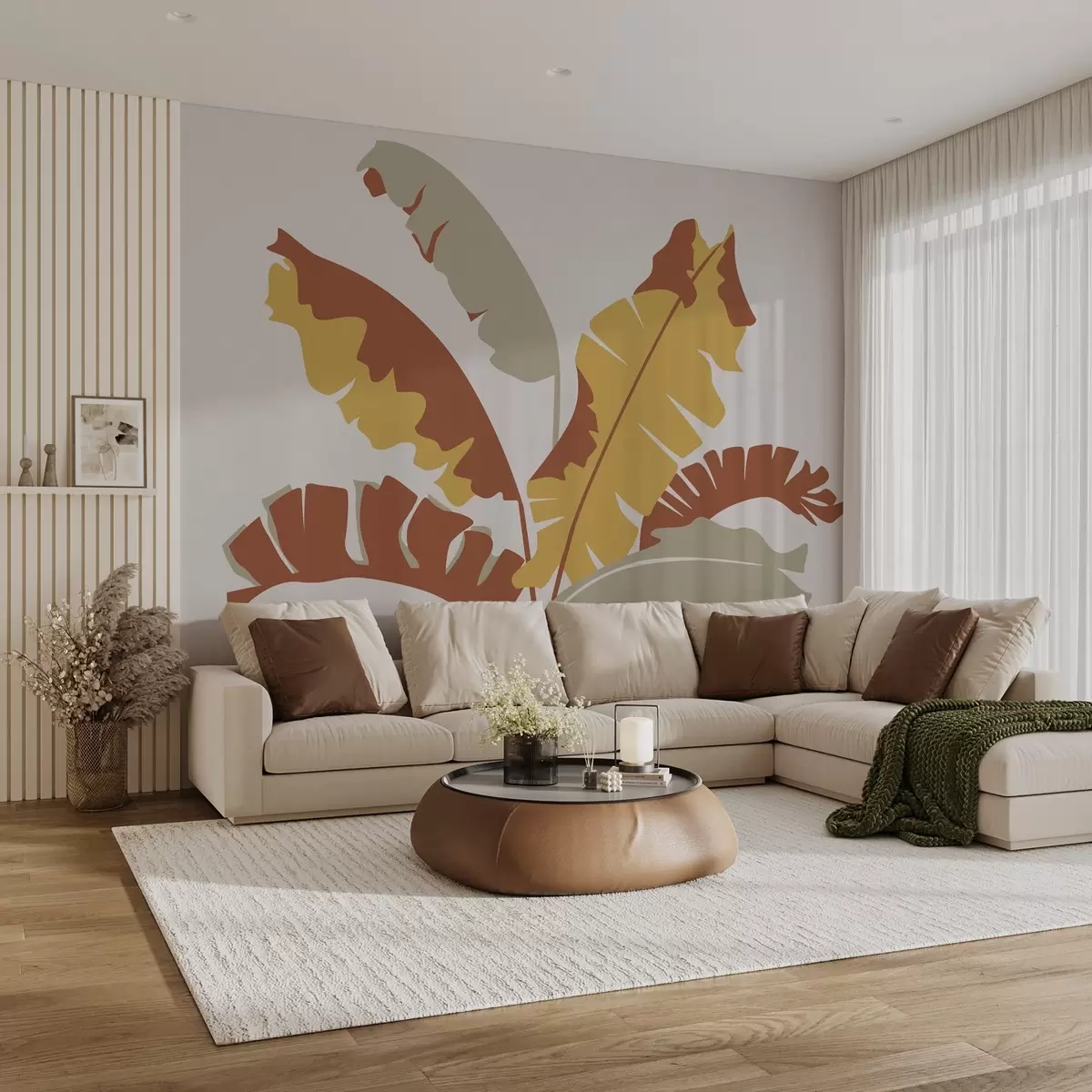 Fototapety Tropické listy červená, žltá farba w02424