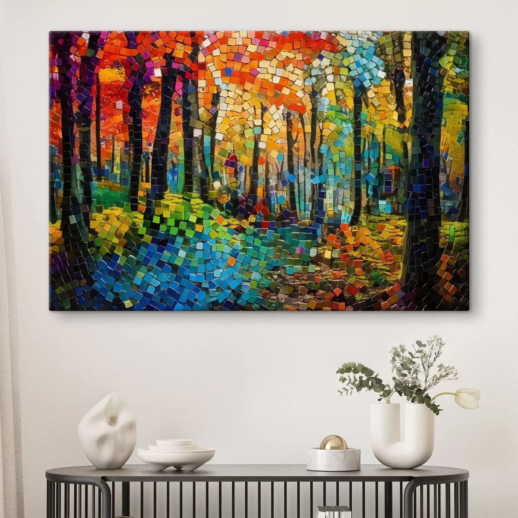 Obraz les z drobných mozaikových dlaždíc s41995