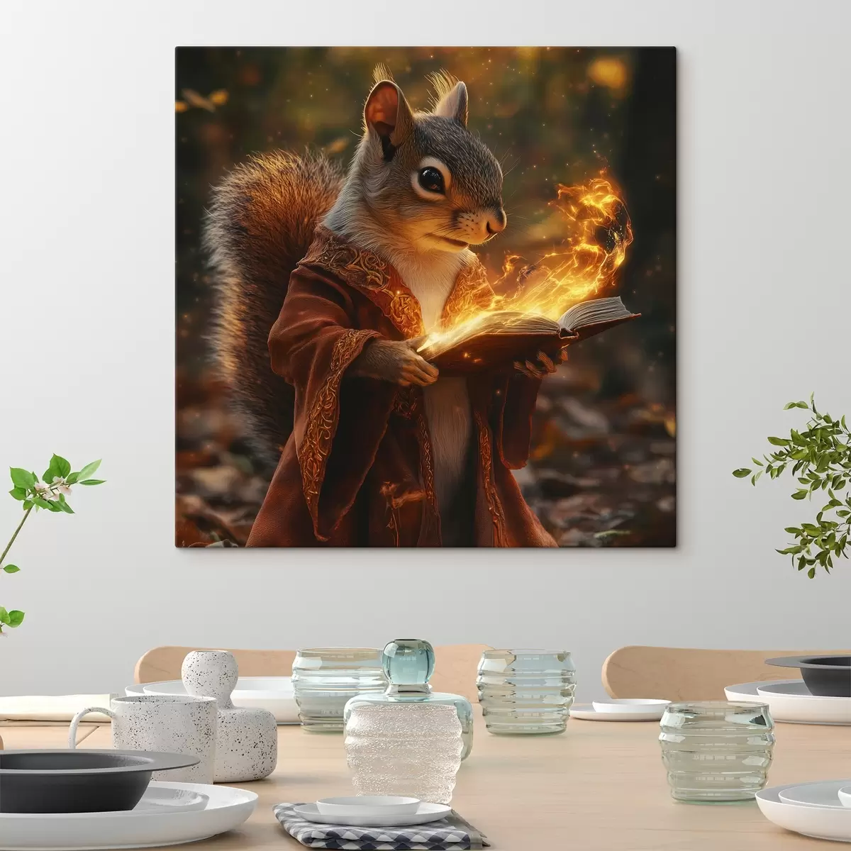 Obraz Mystická veverička v čarodejníckom rúchu s magickým zväzkom v rukách s41983