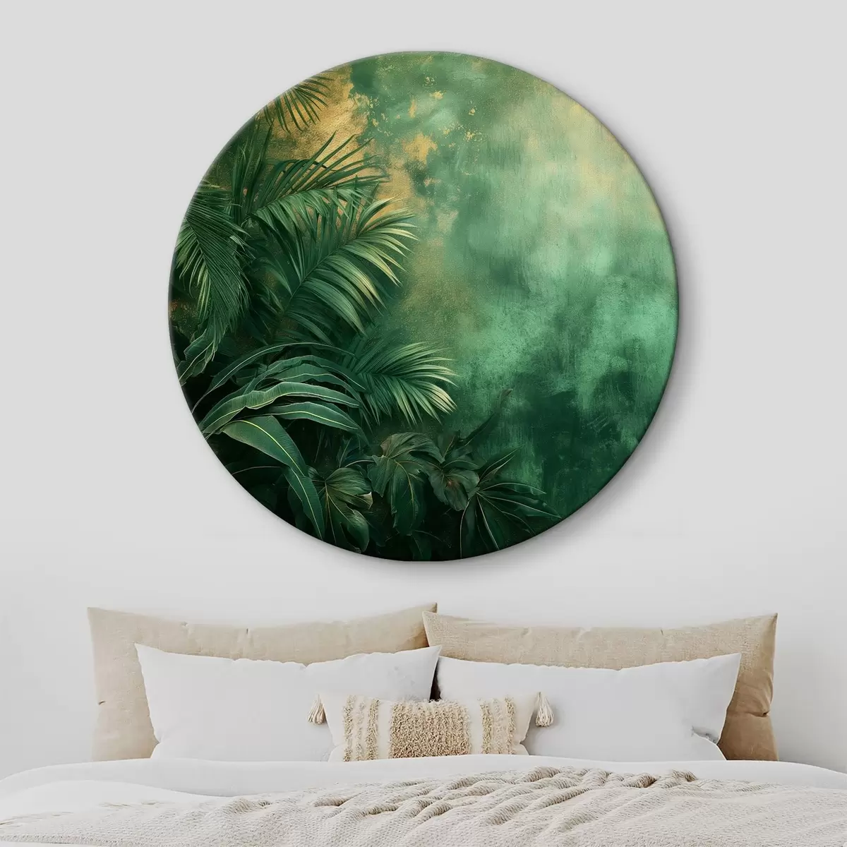 Okrúhle obrazy Tropické kríky v štýle grunge r38086