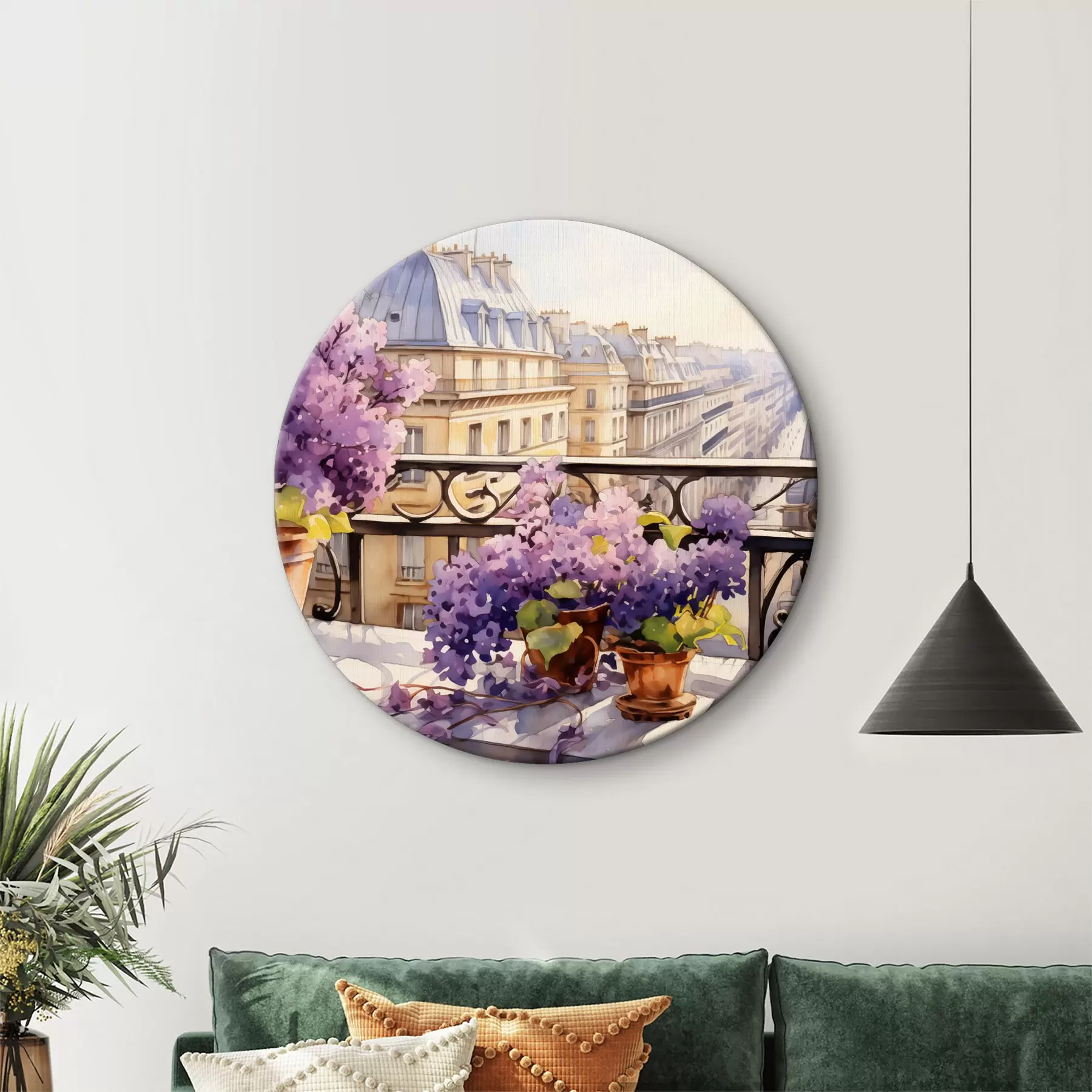 Obraz Fialky v kvetináči na balkóne v parížskom akvarele r39931