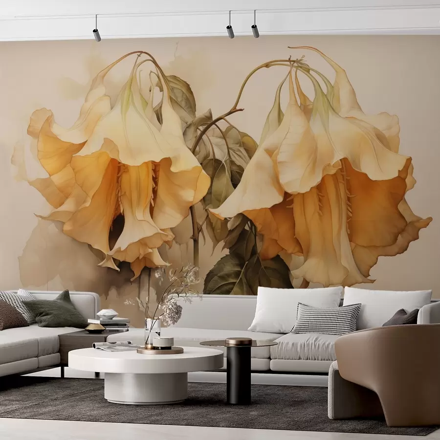 Fototapety Žltooranžové kvety imitácia akvarelu w02467