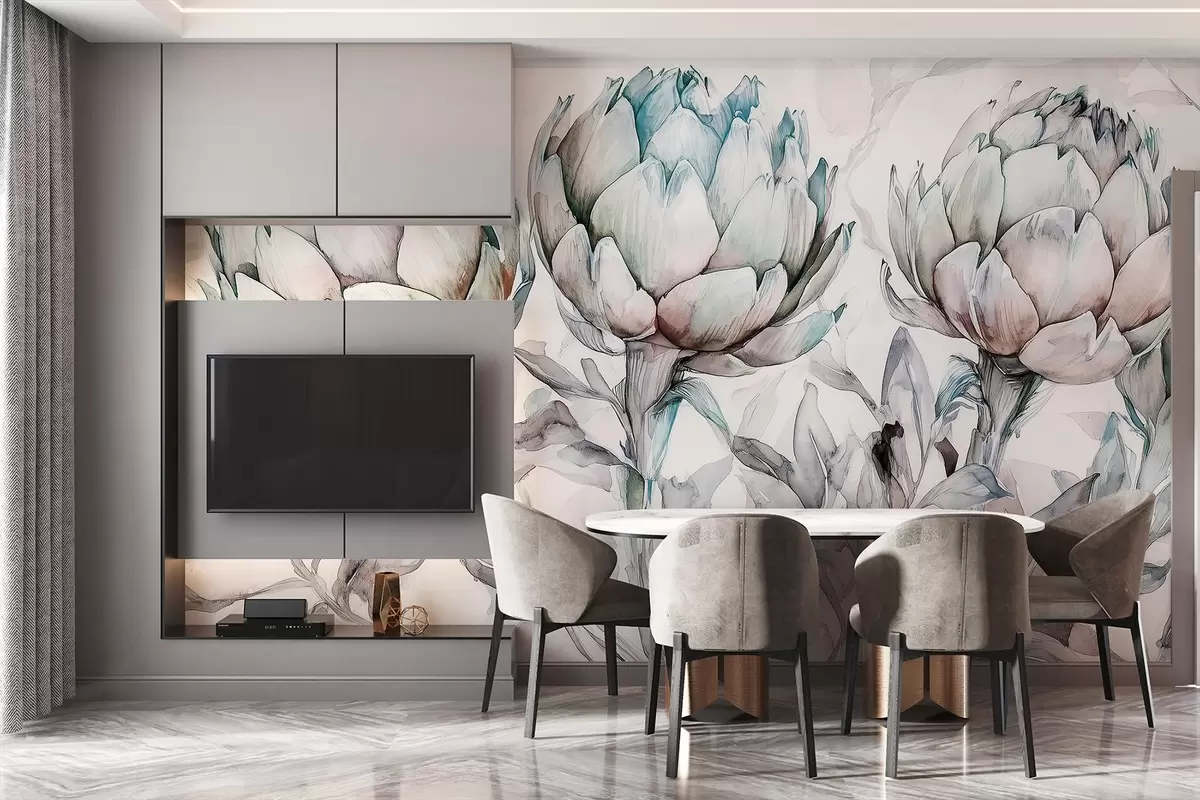 Fototapety Krásna kresba artičokov, akvarelový štýl, mäkké farby w02482v1