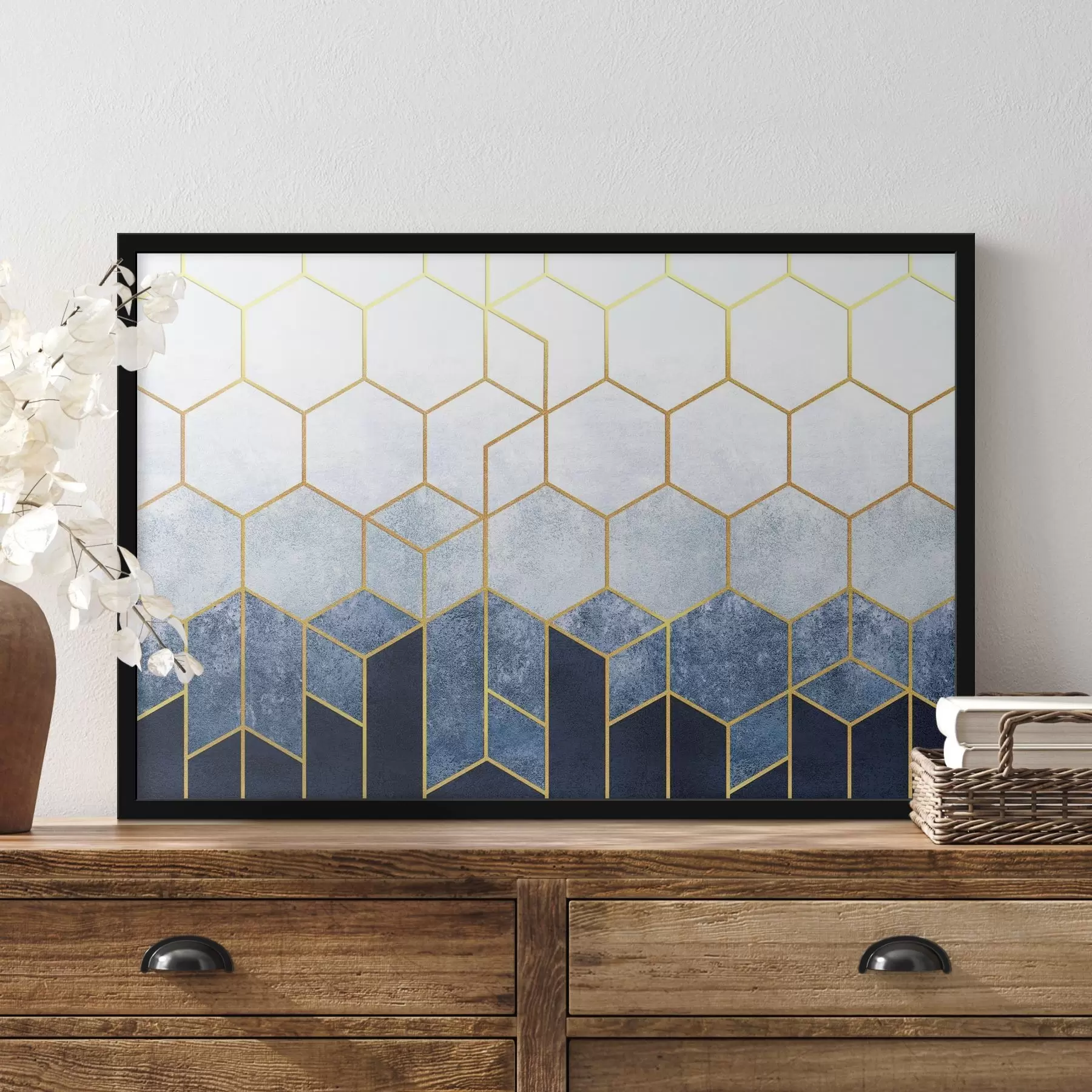Fototapety Elegantný geometrický vzor v modrej a bielej farbe f36601