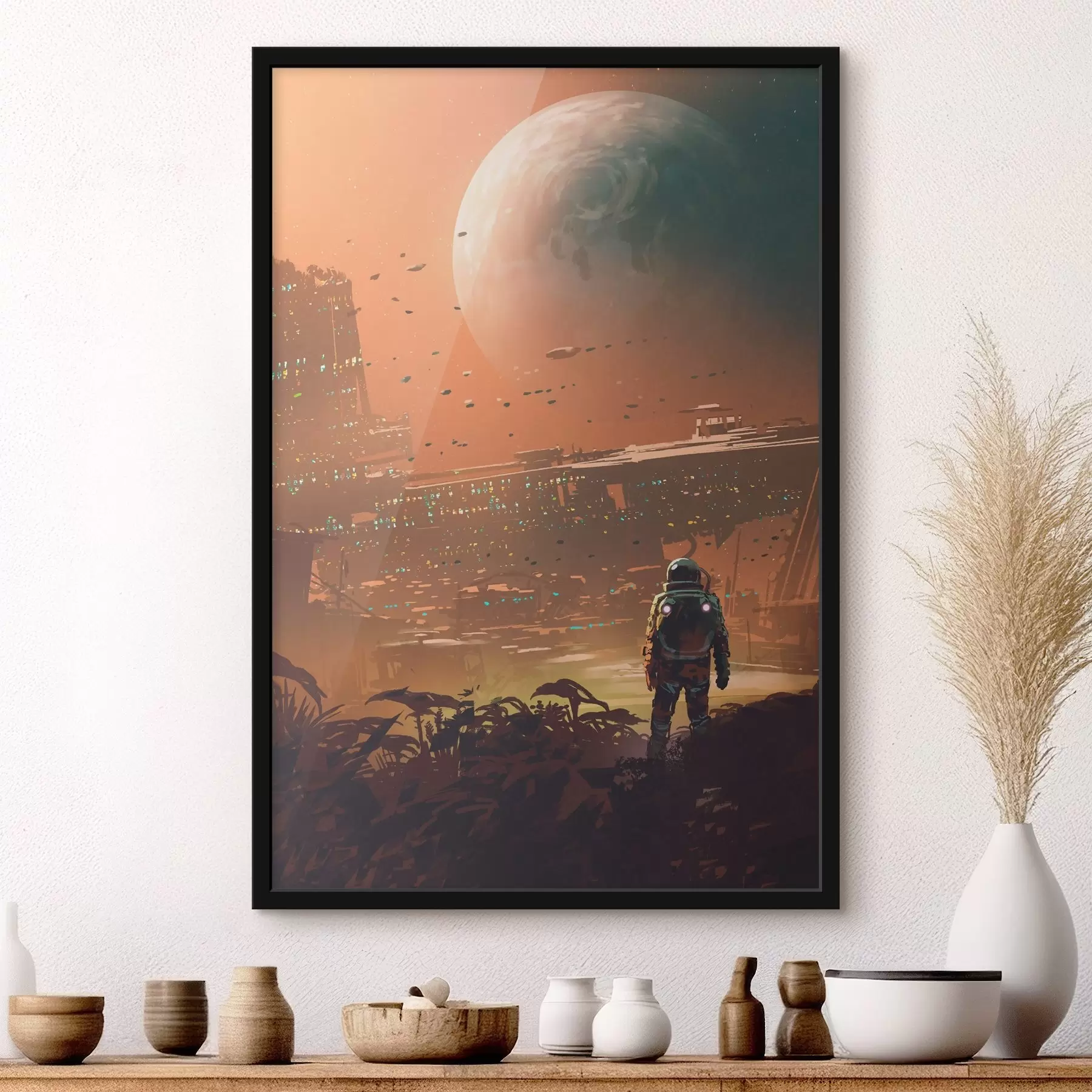 Fototapety Astronaut sa prechádza po meste f37083