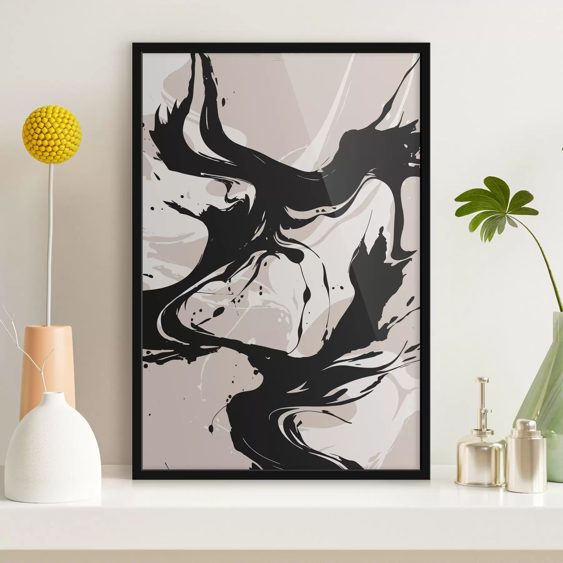 Fototapety Čiernobiely vír na béžovom pozadí f37286