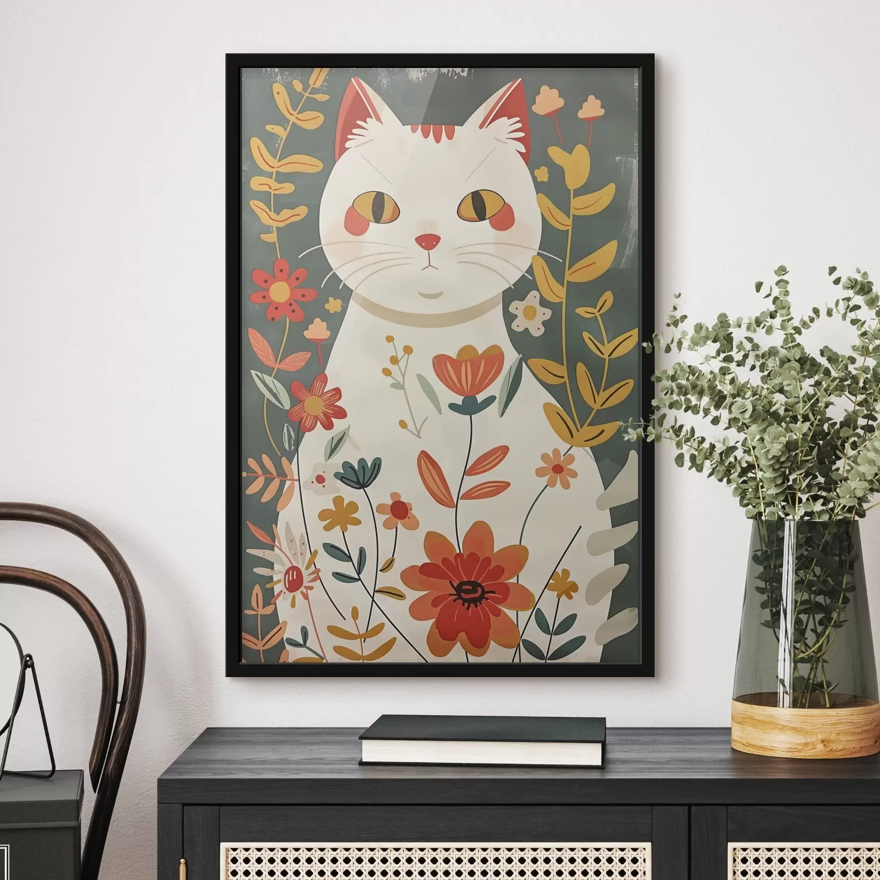 Fototapety Mačka s kvetmi f38516