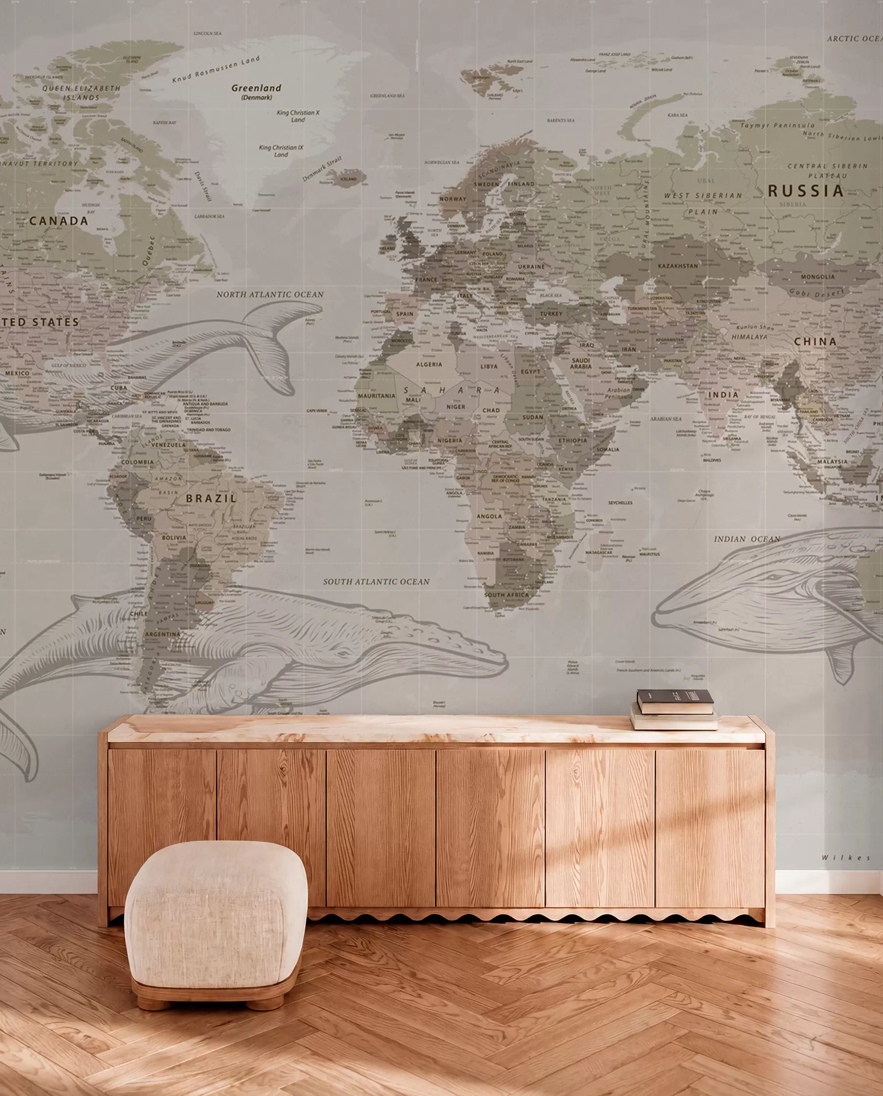 Fototapety Mapa sveta s veľrybami u50449