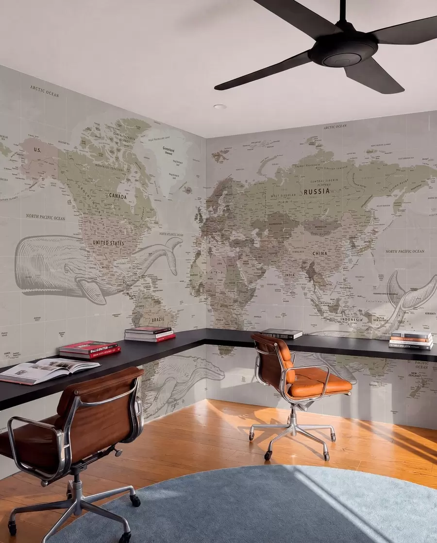 Fototapety Mapa sveta s veľrybami u50449