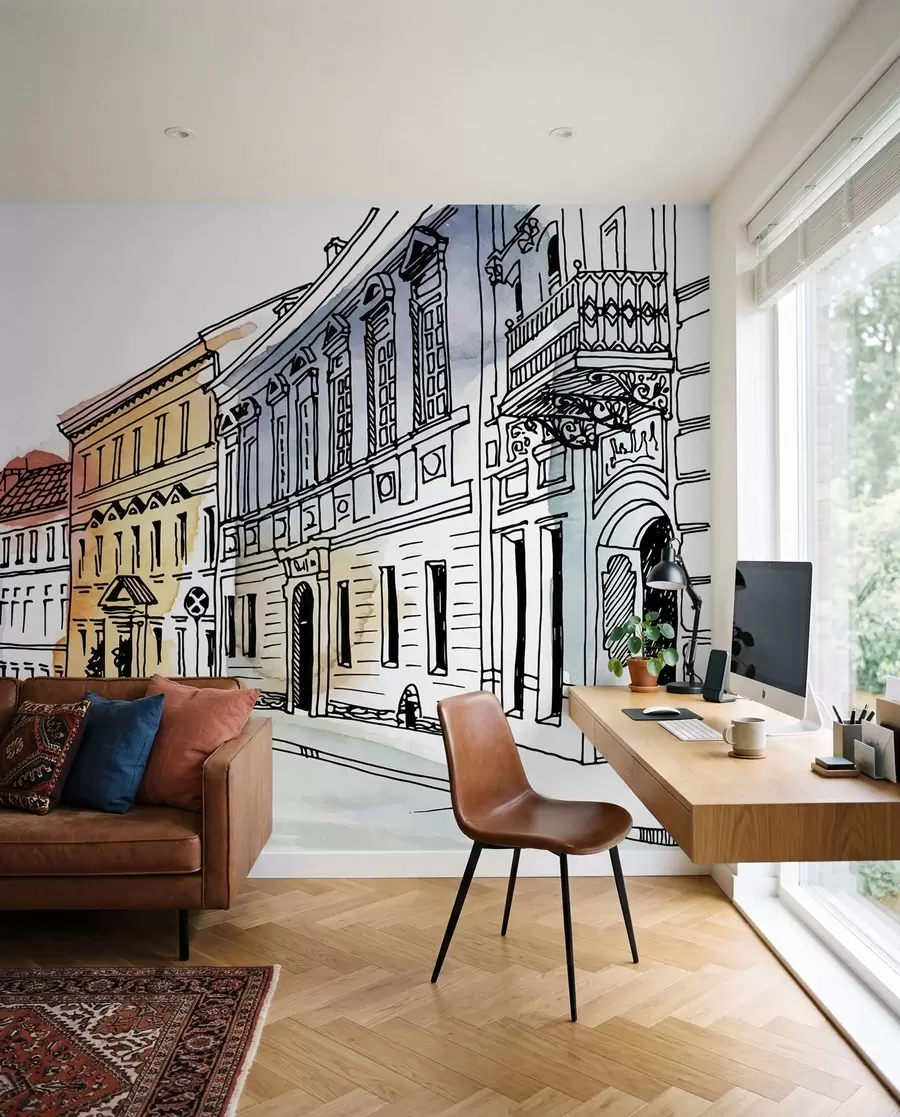 Fototapety Staré mesto, fixka a akvarel u51062