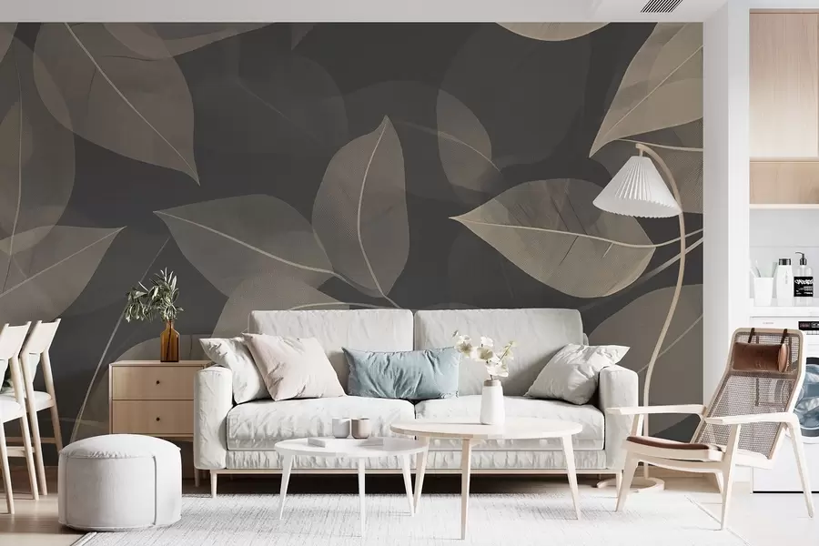 Fototapety Vetvy listov v modrých a sivých tónoch w08502v1