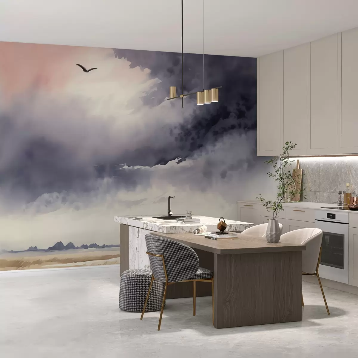 Fototapety Búrlivé nebo nad poľom imitácia akvarelu w02581 - Uwalls.sk Fototapety Búrlivé nebo nad poľom imitácia akvarelu w02581