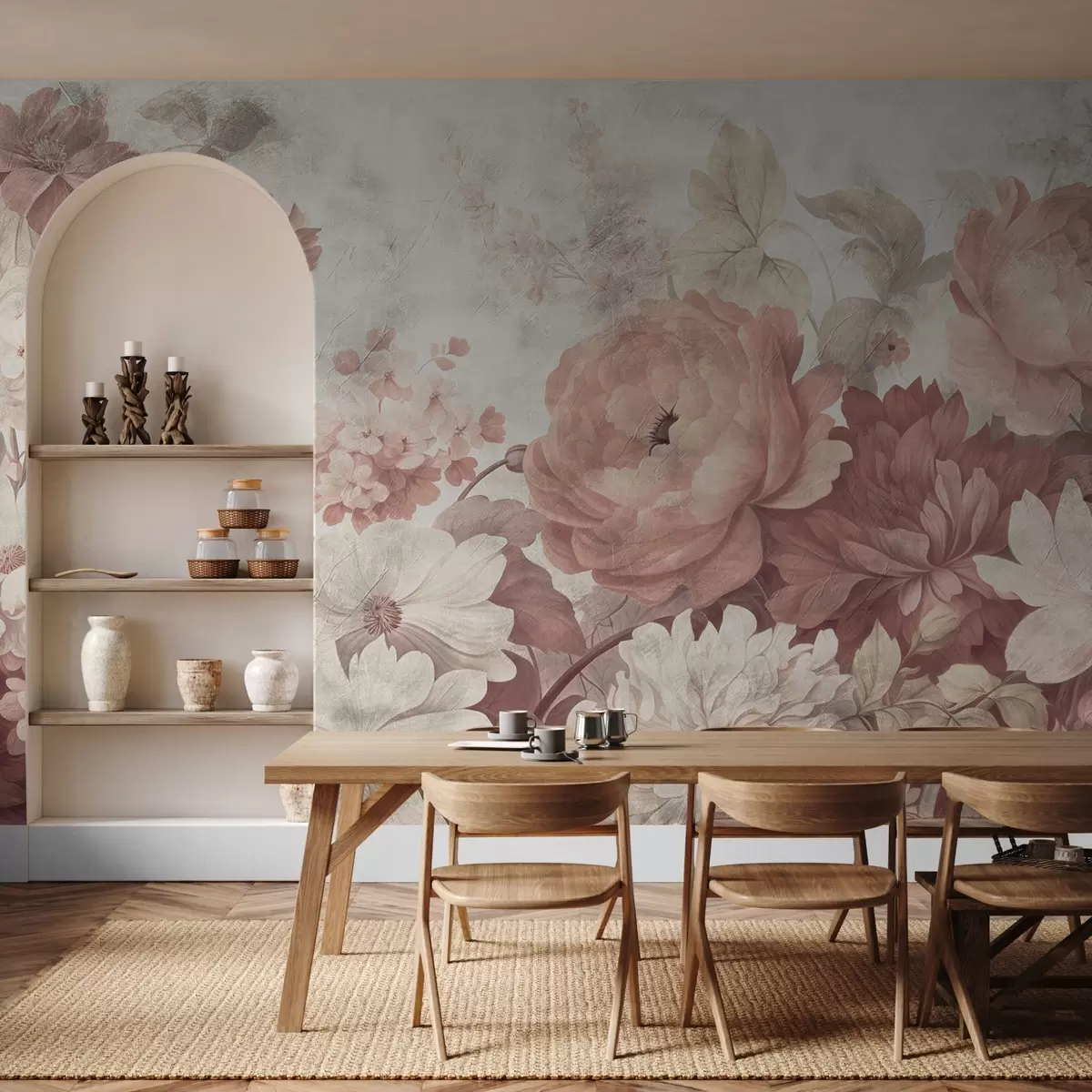 Fototapety Veľké kvety na staršom pozadí w08516