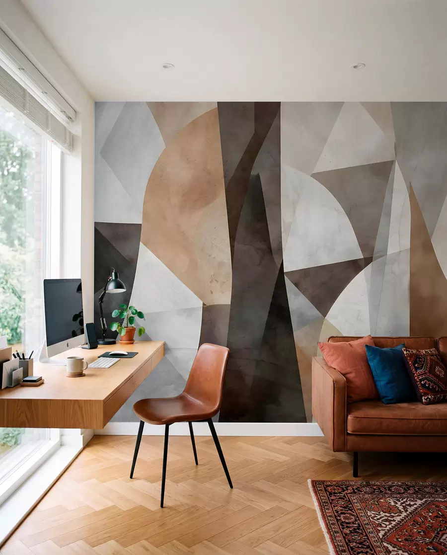 Fototapety Abstraktné moderné umenie texturálne geometrické tvary v odtieňoch hnedej, sivej a béžovej w08530
