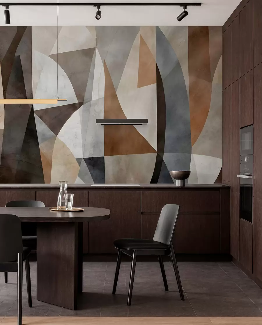 Fototapety Abstraktné moderné umenie texturálne geometrické tvary v odtieňoch hnedej, sivej a béžovej w08530