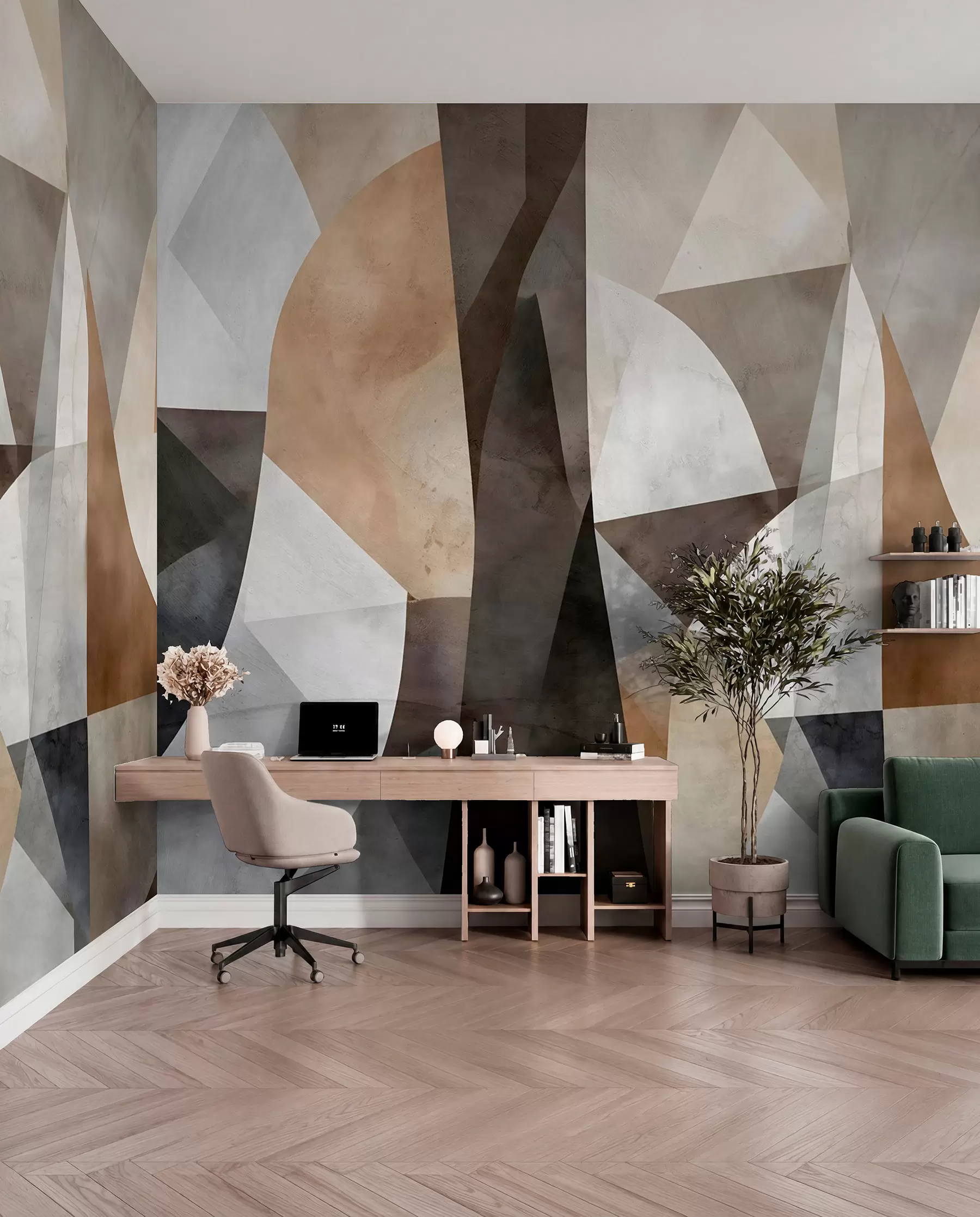 Fototapety Abstraktné moderné umenie texturálne geometrické tvary v odtieňoch hnedej, sivej a béžovej w08530
