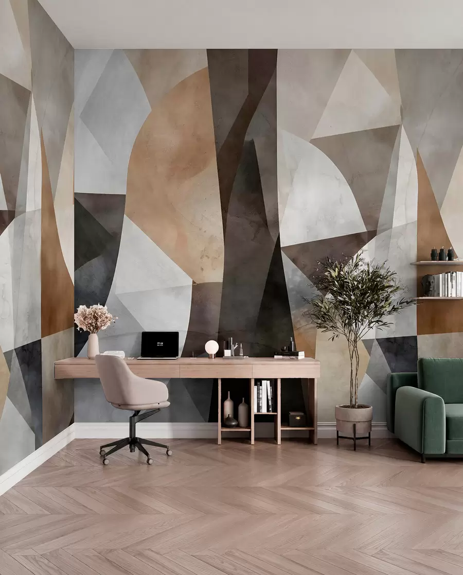 Fototapety Abstraktné moderné umenie texturálne geometrické tvary v odtieňoch hnedej, sivej a béžovej w08530