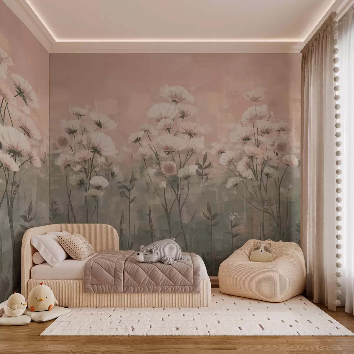 Fototapety Jemné poľné kvety s efektom ťahu štetcom v ružovej farbe w02629 - Uwalls.sk Fototapety Jemné poľné kvety s efektom ťahu štetcom v ružovej farbe w02629