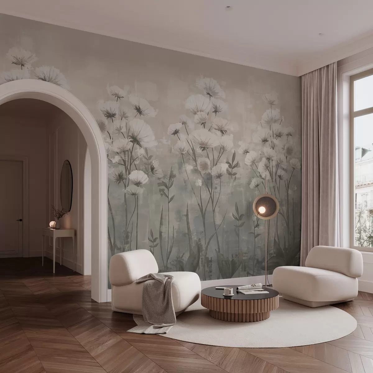 Fototapety Jemné poľné kvety s efektom ťahov štetcom v pastelových farbách w02629v2