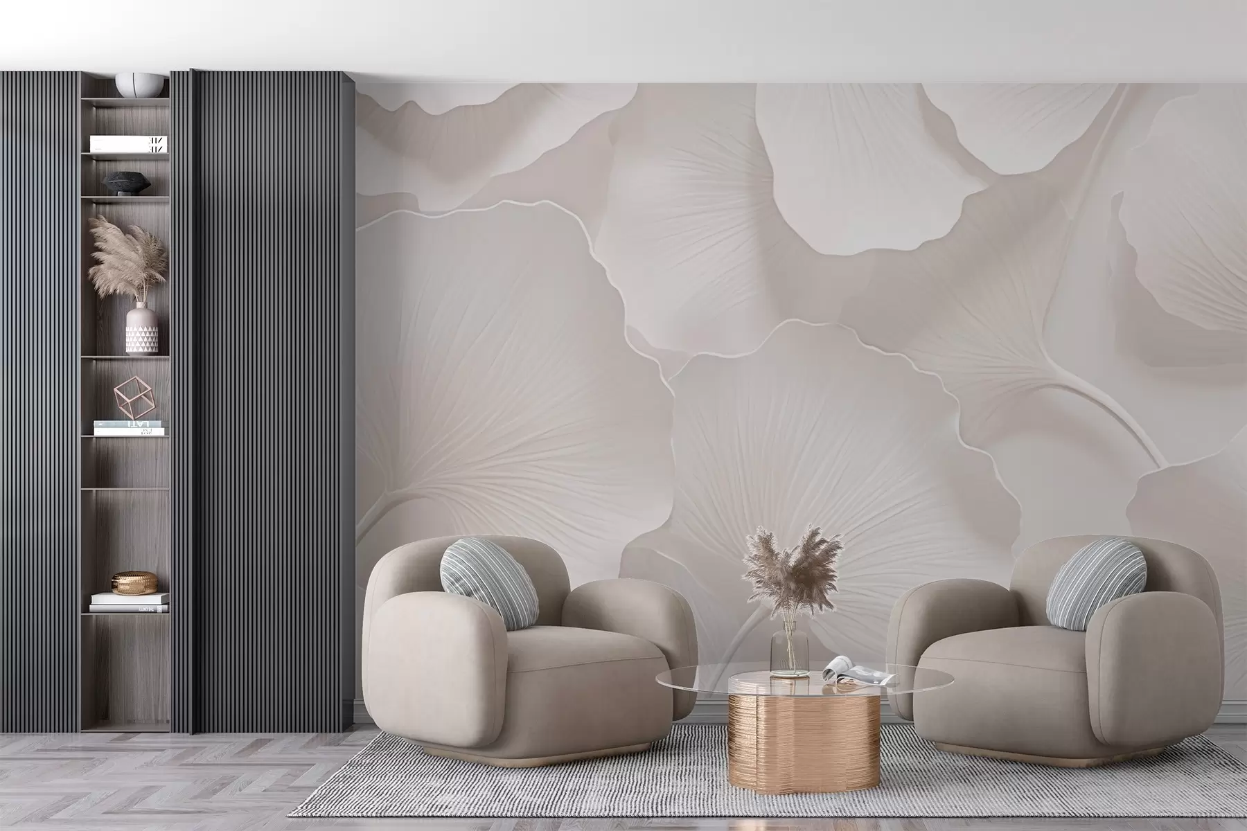 Fototapety Elegantné béžové listy ginka w02577