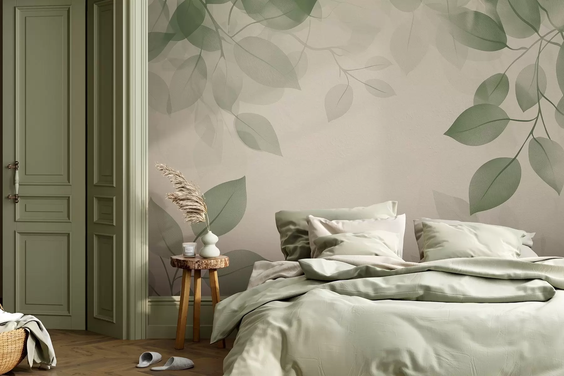 Fototapety Závesné vetvy s listami v zelených tónoch w08551v1