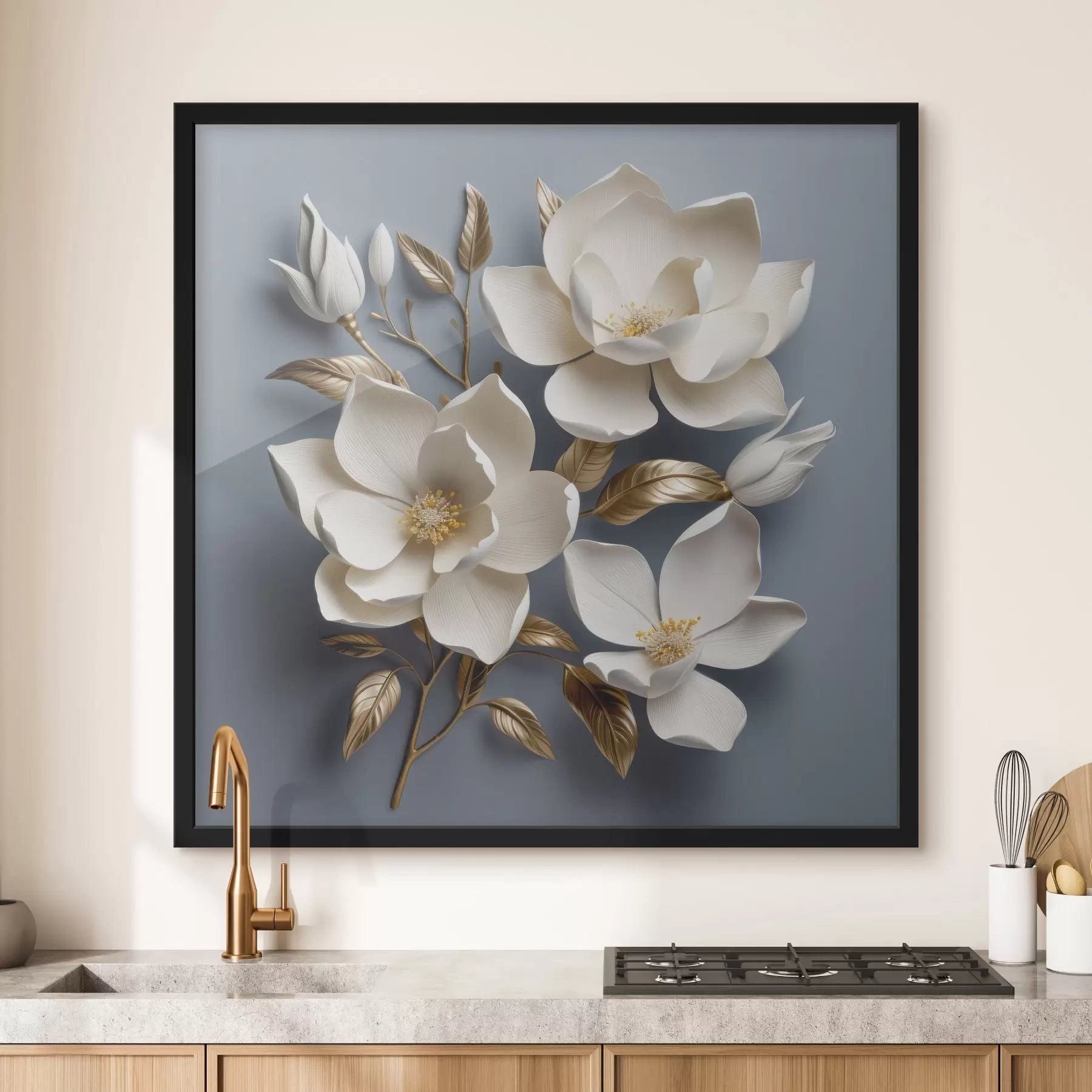 Fototapety Veľké kvety na svetlosivom pozadí f42174