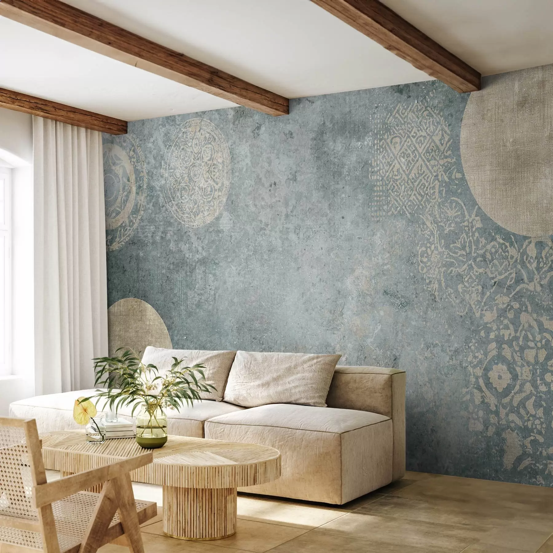 Fototapety Žlté kruhy na staršom pozadí w08627