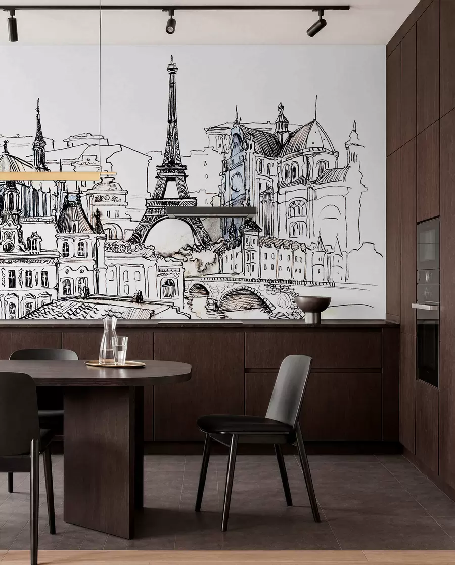 Fototapety Parížska panoráma v umeleckom obryse u77704