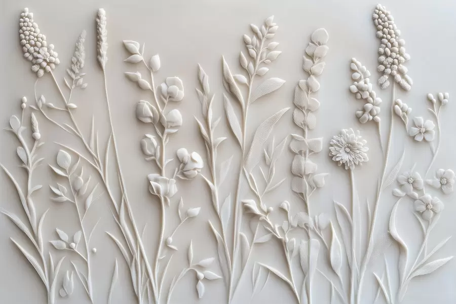 Fototapety Elegantné divoké kvety v štukovom štýle w08631