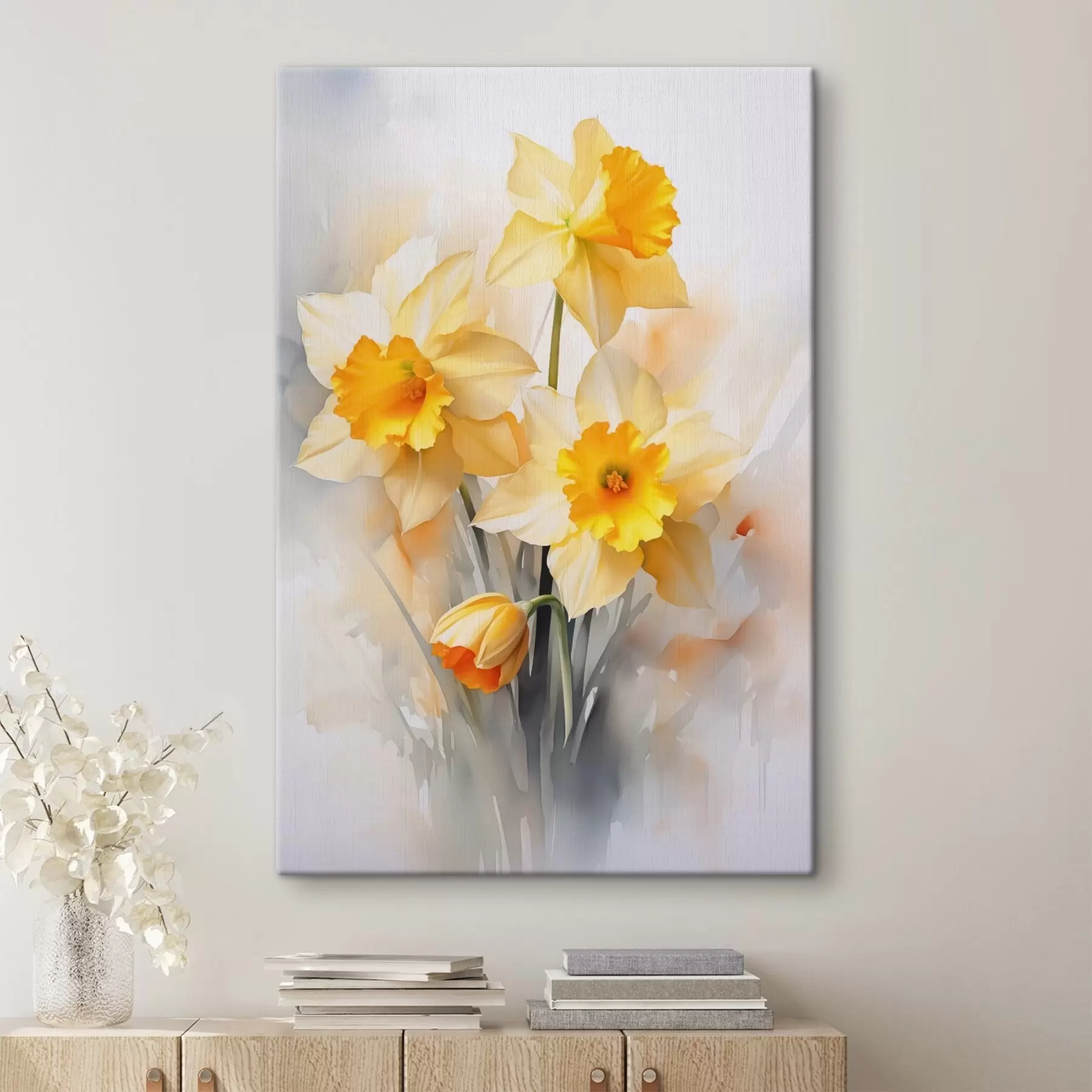 Fototapety Žlté narcisy imitácia akvarelu s42418