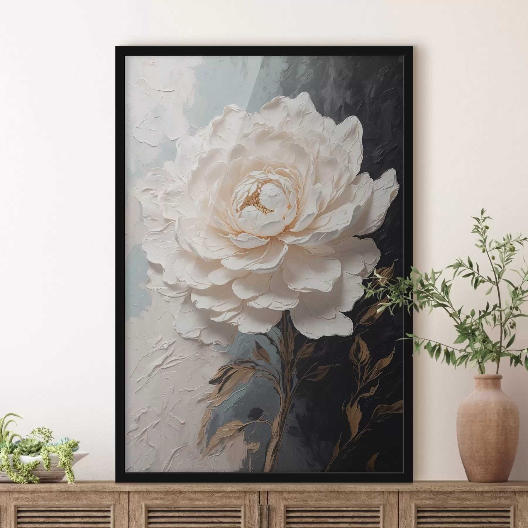 Fototapety Kvetina na čiernobielom olejovom pozadí f42249