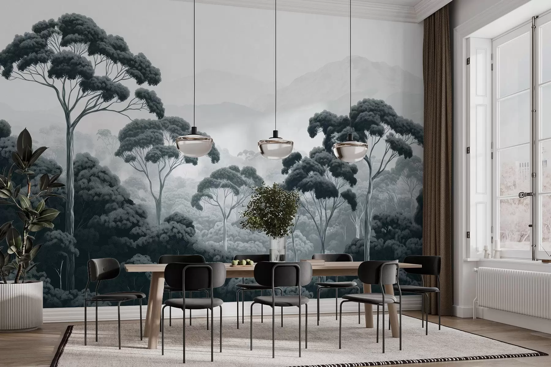 Fototapety Džungľa les, hory, tropické, príroda, veľké stromy, tmavomodré farby w02739