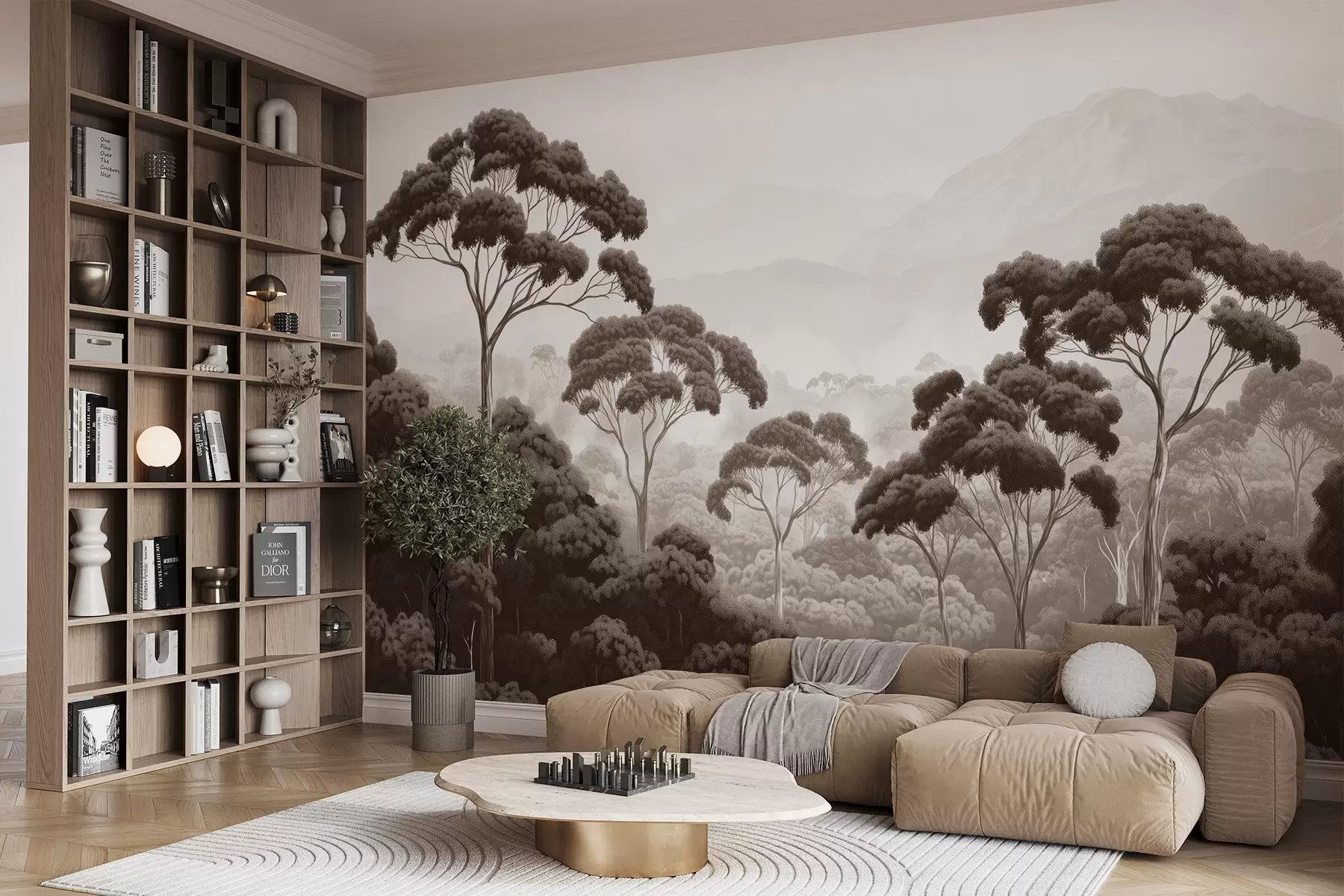 Fototapety Džungľa les, hory, tropické, príroda, veľké stromy, hnedé farby w02739v2