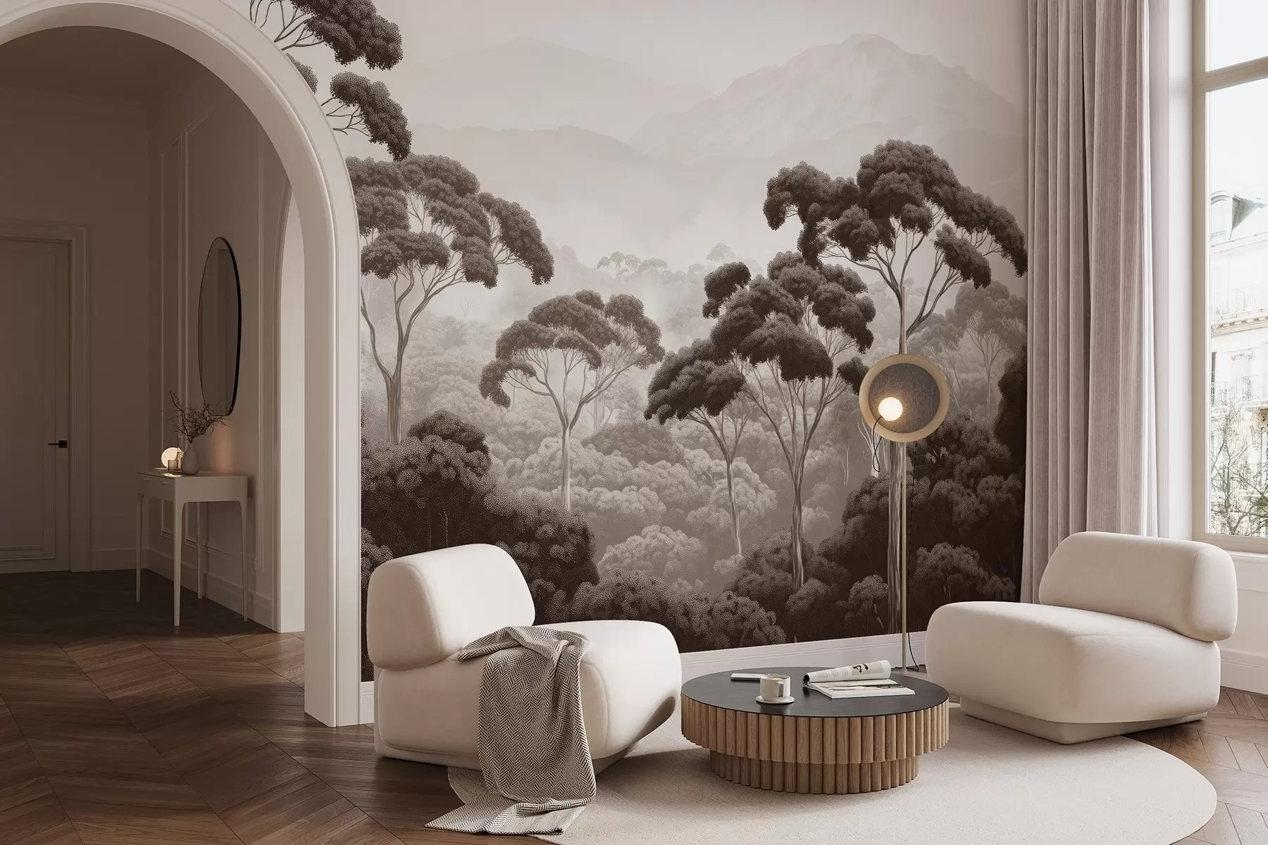 Fototapety Džungľa les, hory, tropické, príroda, veľké stromy, hnedé farby w02739v2