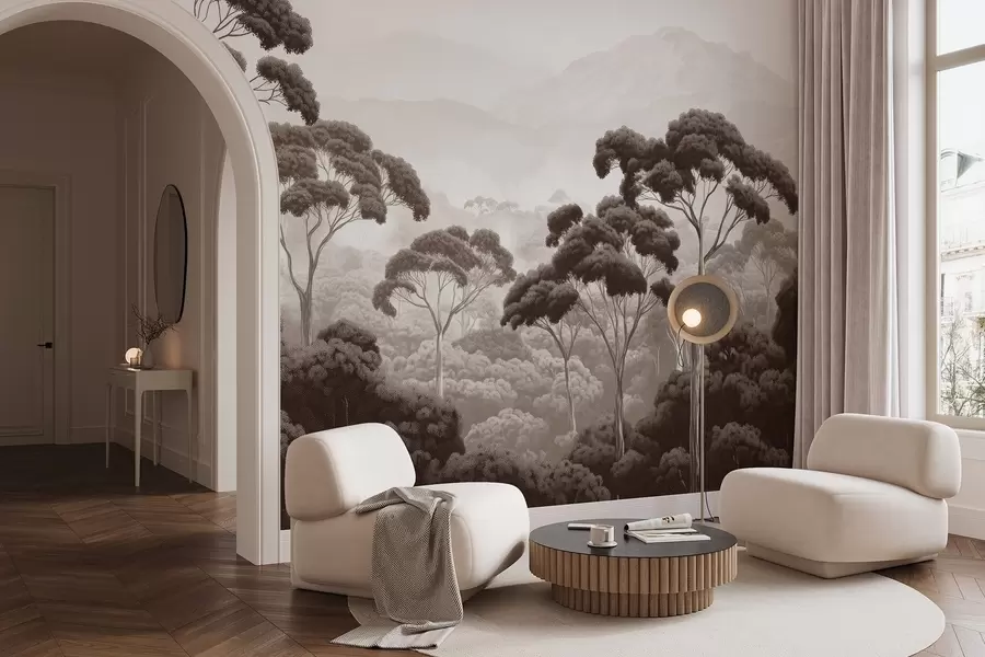 Fototapety Džungľa les, hory, tropické, príroda, veľké stromy, hnedé farby w02739v2