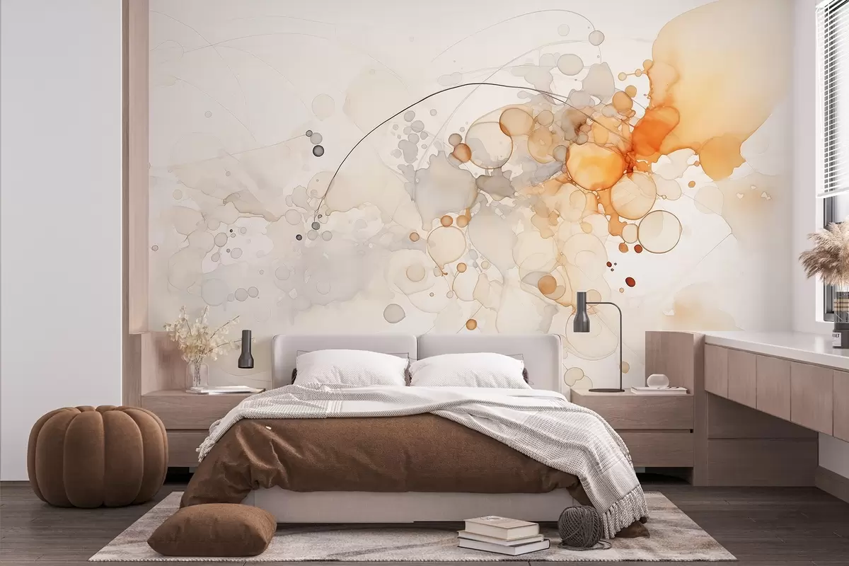 Fototapety Abstraktné tekuté umenie, akvarelový štýl, oranžové a béžové farby w02746 - Uwalls.sk Fototapety Abstraktné tekuté umenie, akvarelový štýl, oranžové a béžové farby w02746