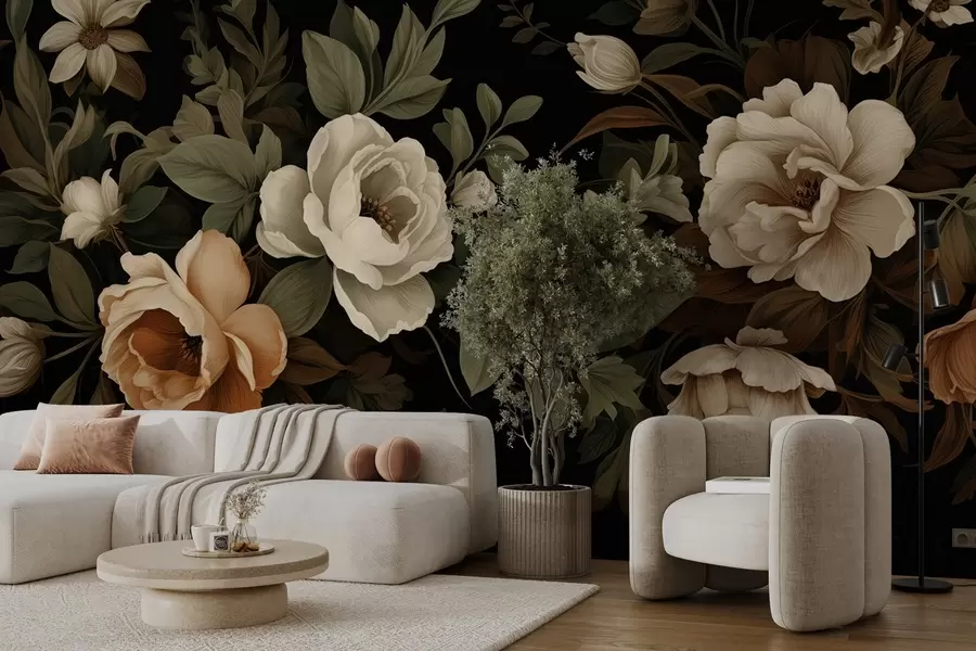 Fototapety Rôzne kvety na tmavom pozadí w02838