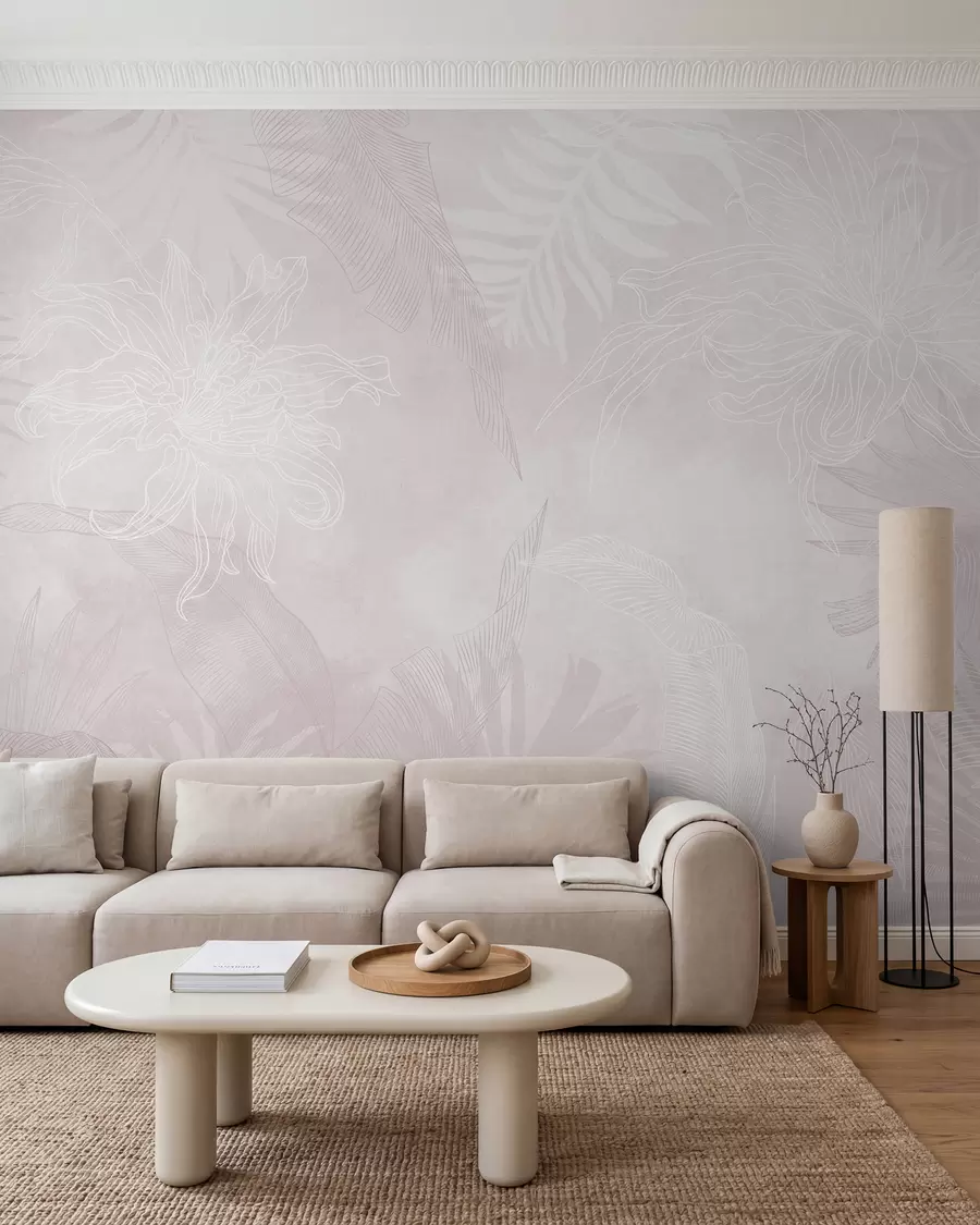 Fototapety Palmové listy v ružovej hmle w02737v4