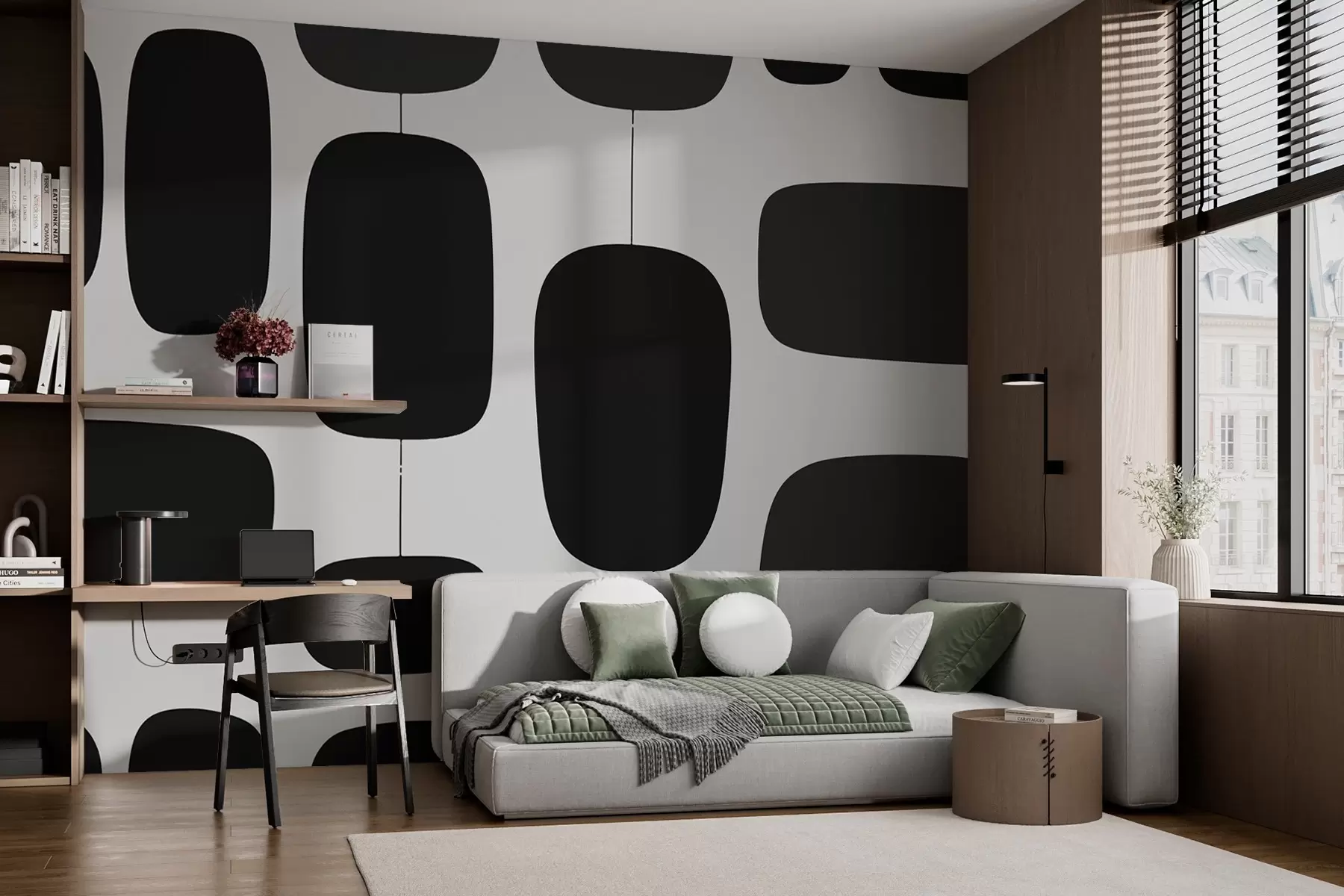 Fototapety Abstraktný geometrický vzor s oválnymi tvarmi w02861
