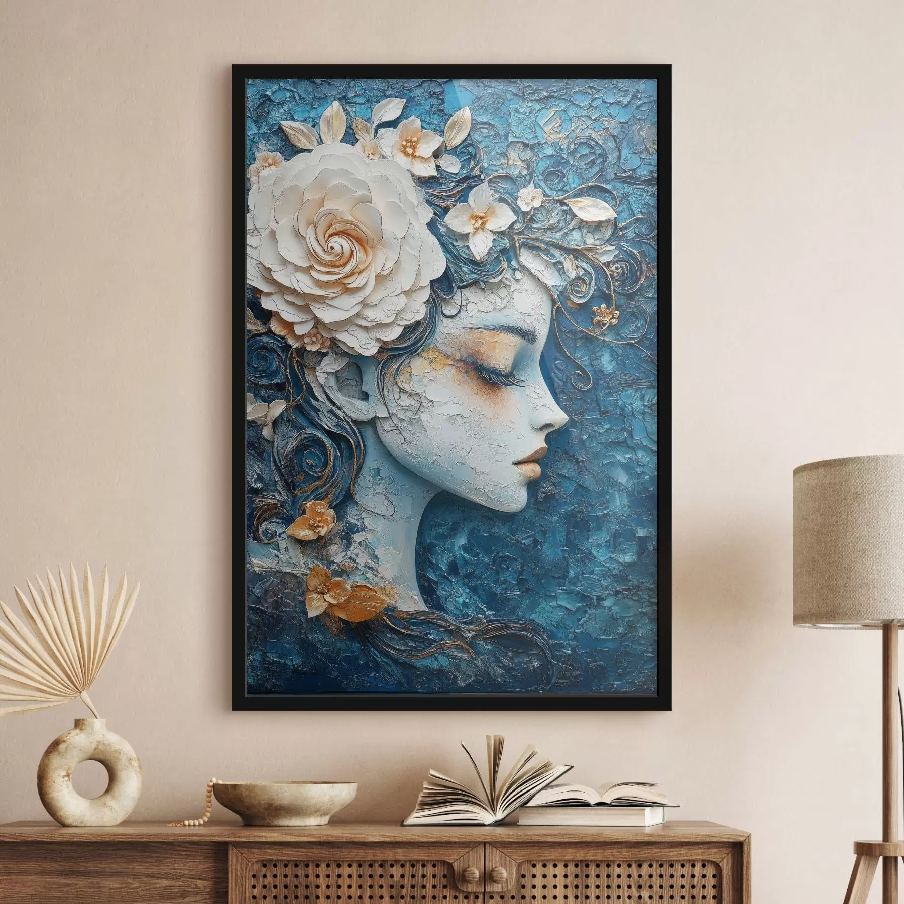 Fototapety Kresba dievčaťa z profilu v modrých tónoch f42495