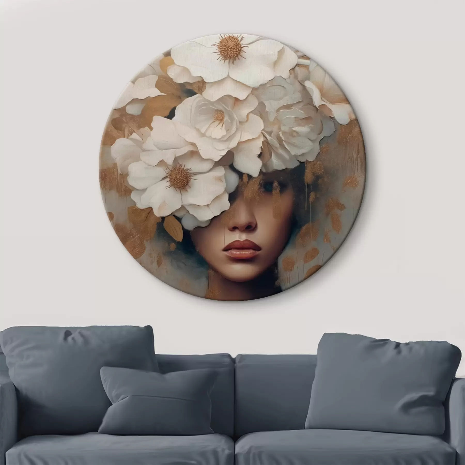 Obraz Portrét s bielymi kvetmi r42664